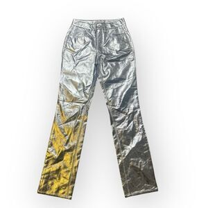 Good American 90s Liquid Pants Womens 27 Silver Silo Cyberpunk Futuristic Zenon